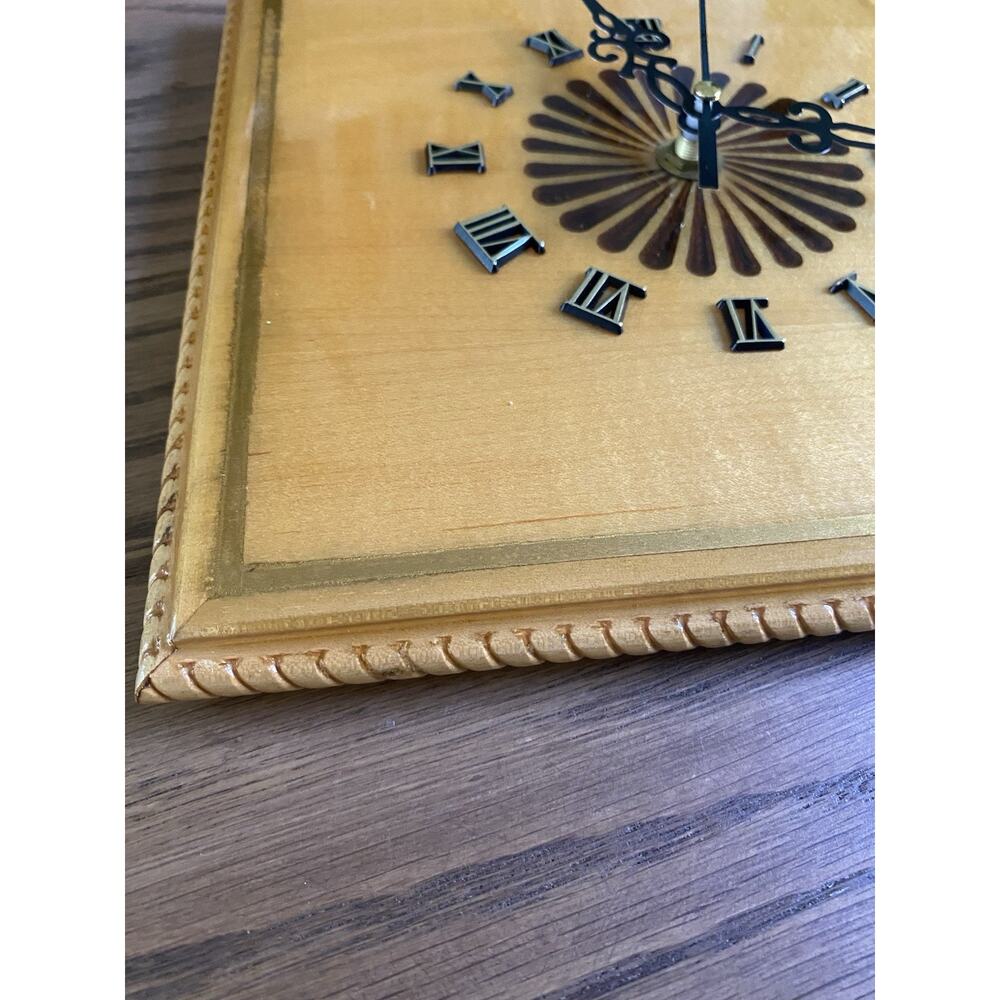 Vintage Handmade Wood Wall Clock Signed Midcentury Wood Clock Quartz Battery - Picture 2 of 6